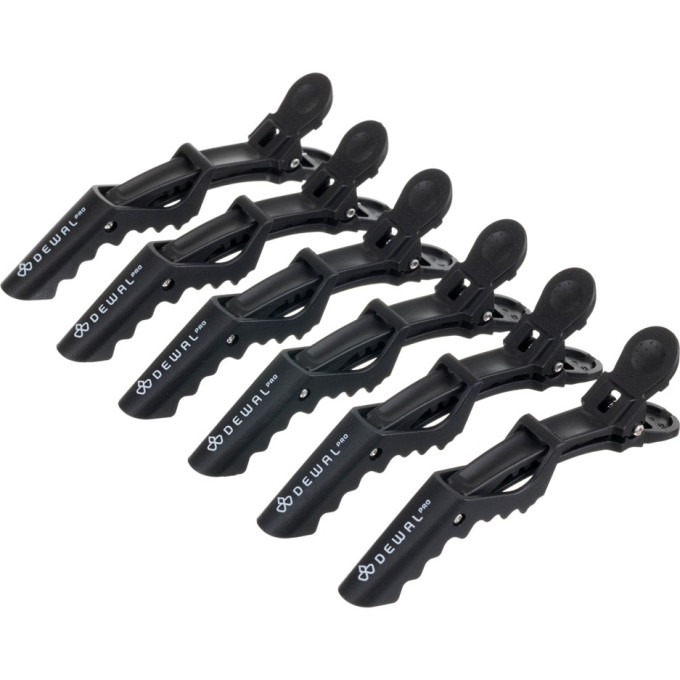 Зажим для волос DEWAL черный, карбон, 11,2 см 6 шт/уп CL-36859